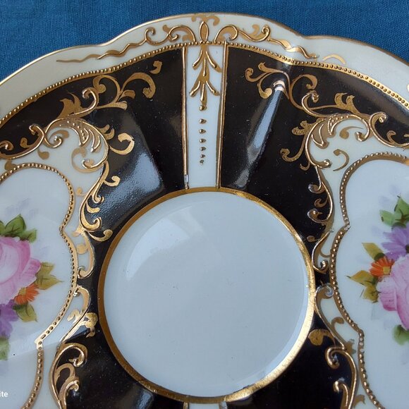 Stunning vintage Noritake teacup and saucer set hand painted flowers gold moriag - Picture 6 of 14